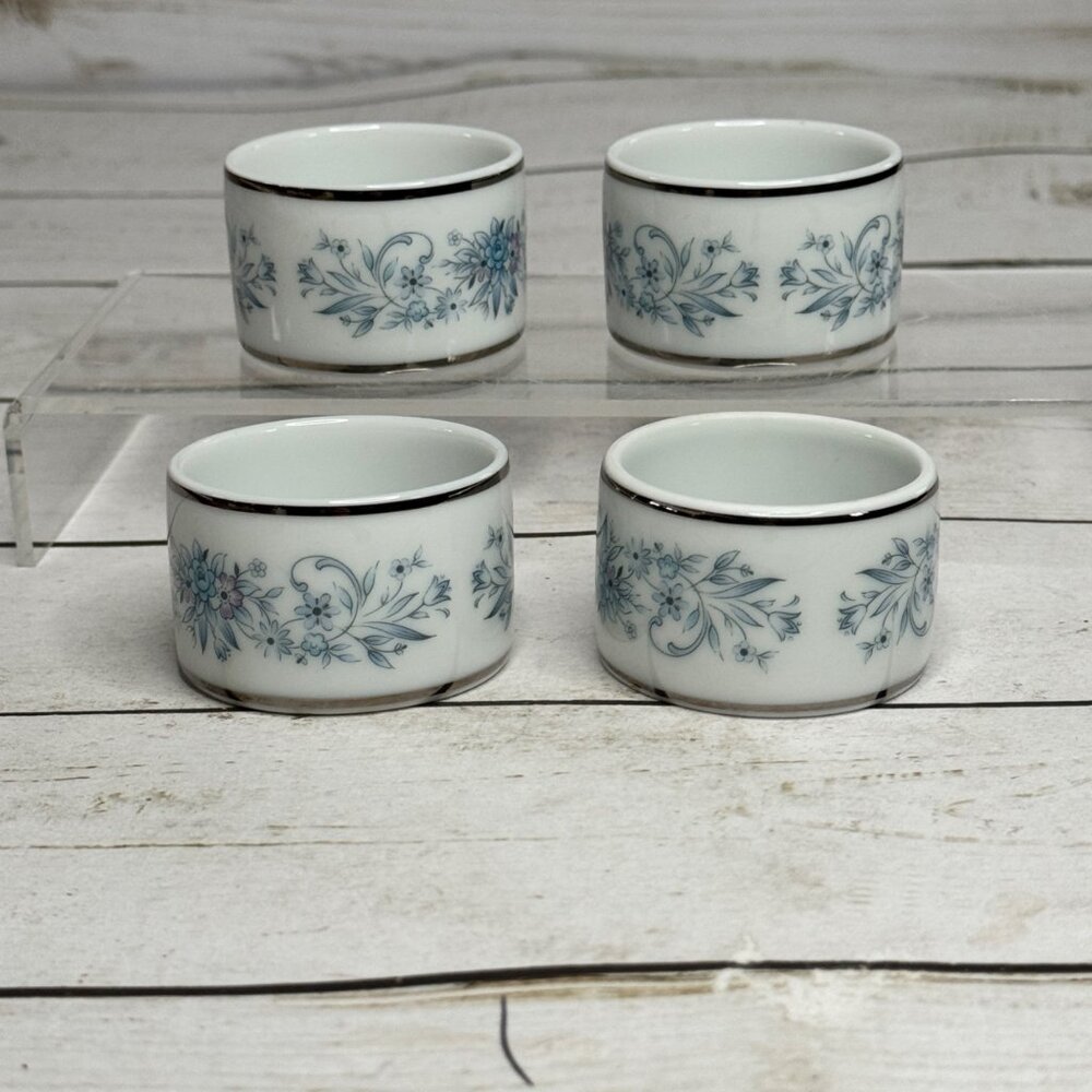 Noritake Blue Hill 2482 Napkin Rings Set of 4 Fine China Floral - Picture 1 of 8
